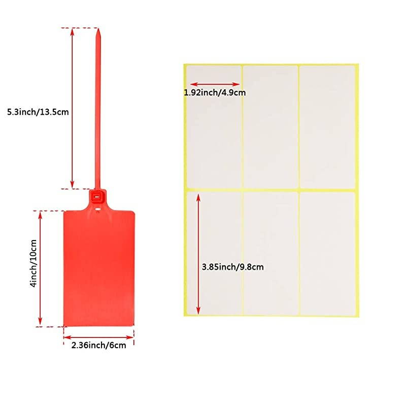 25Pcs Large Plastic Label Tags Multi-Color Self Locking Nylon Writable Marker Ties Luggage Identification Tags Cable Cord Organizing Consignment Tags with 30Pcs Sticky Label,5 Color