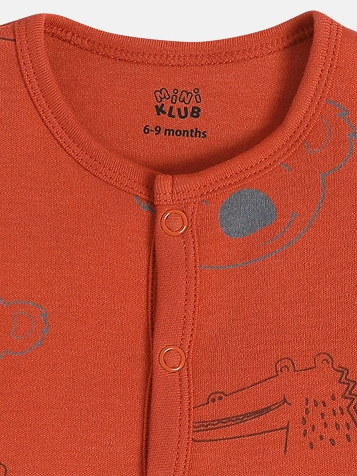 MINIKLUB Boys Red & Gray Cotton Printed Full Sleeves Front Open Vest