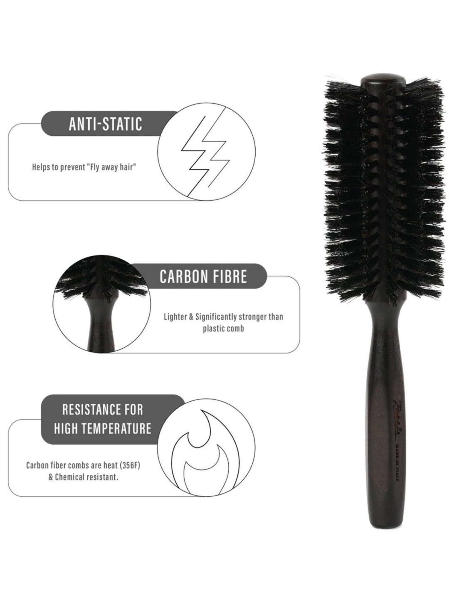 Janeke 1830 Professional Bobinga Wooden Hair Brush - 60 cm