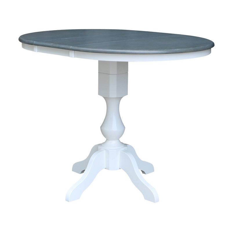 36" Kent Round Top Counter Height 12" Drop Leaf Dining Table White/Heather Gray - International Concepts