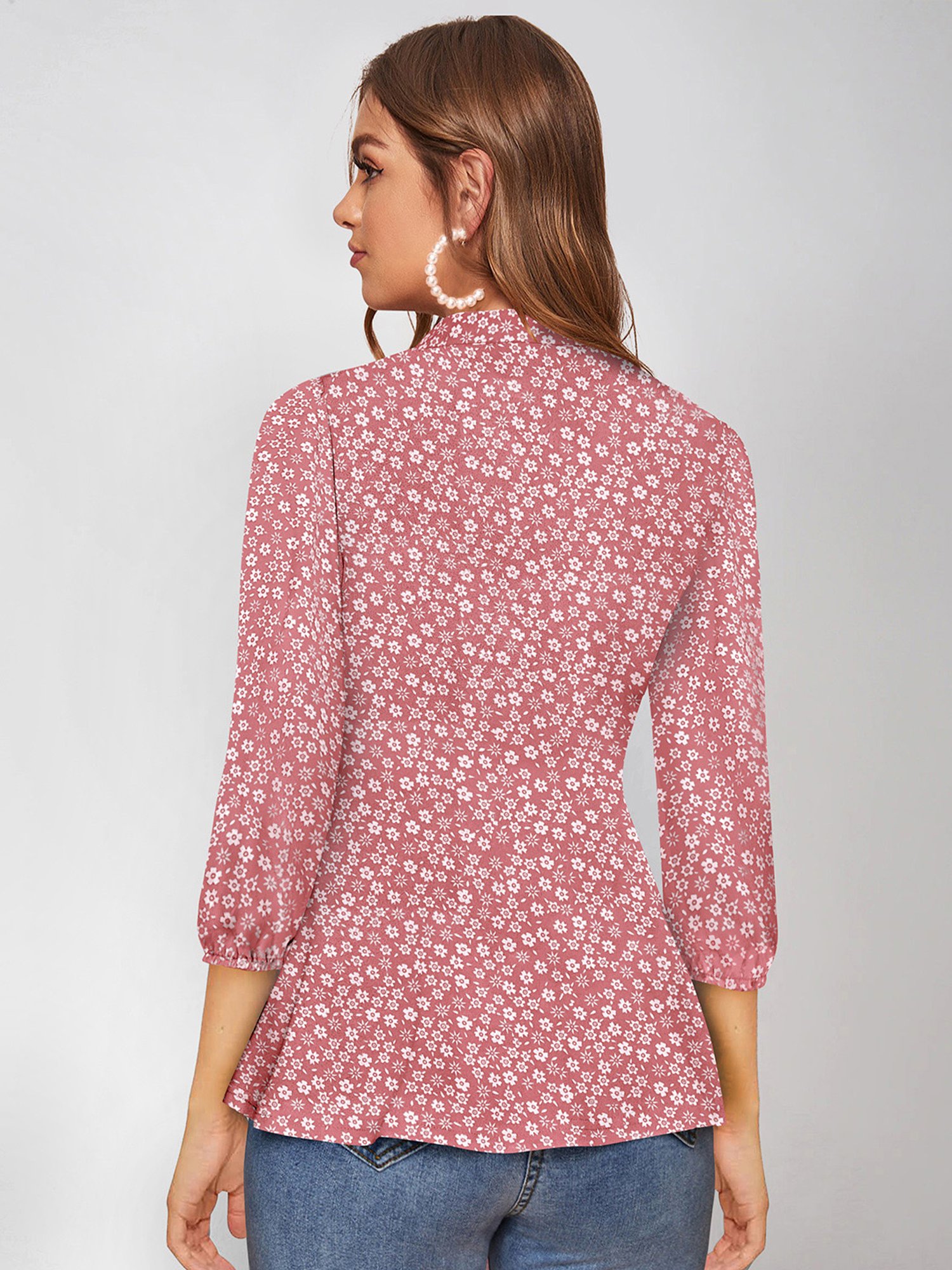 KERI PERRY Peach Floral Print Top