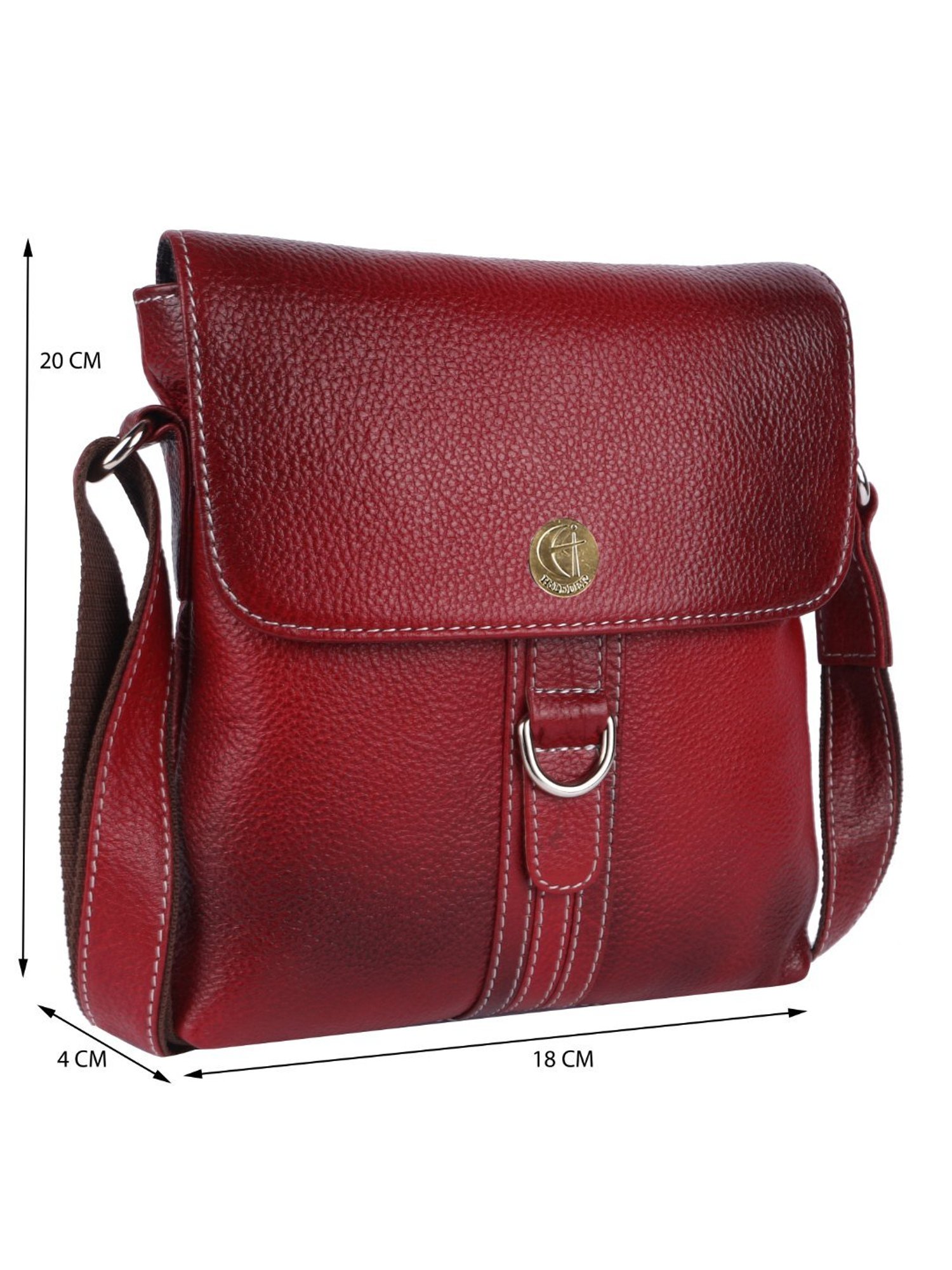 HiLEDER Pure Genuine Leather Messenger Shoulder Sling Cross Body Office Bag for Men and Women,Maroon
