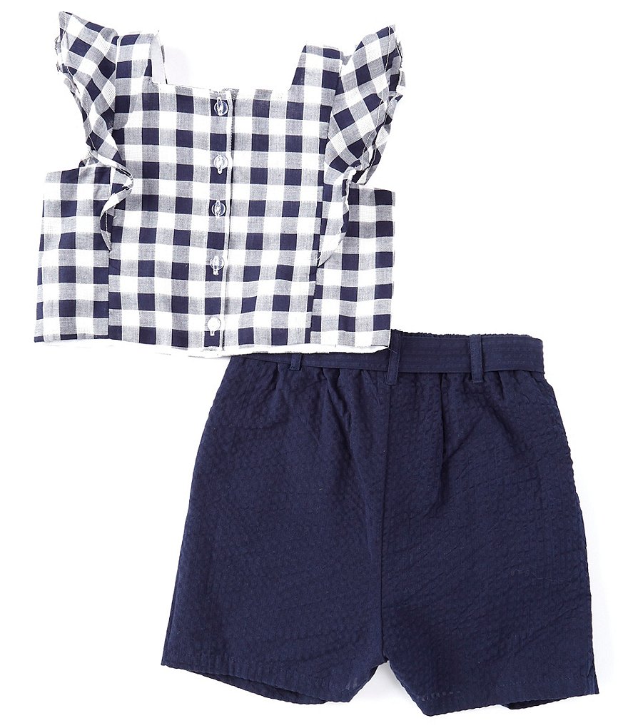 Rare Editions Little Girls 2T-6X Ruffled Gingham Top & Seersucker Short Set