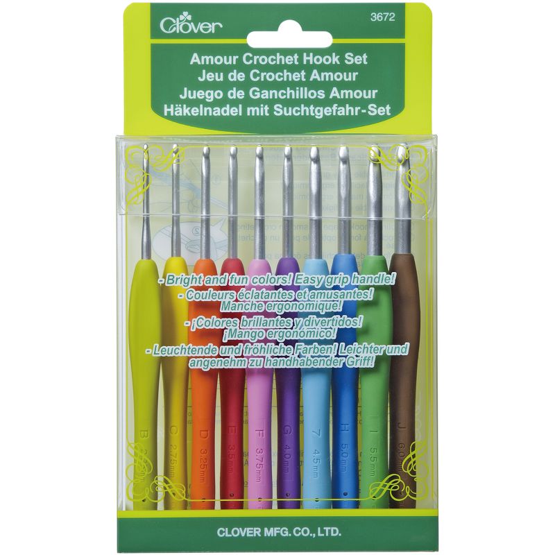 Clover Amour Crochet Hooks 10/Pkg-Sizes B To J