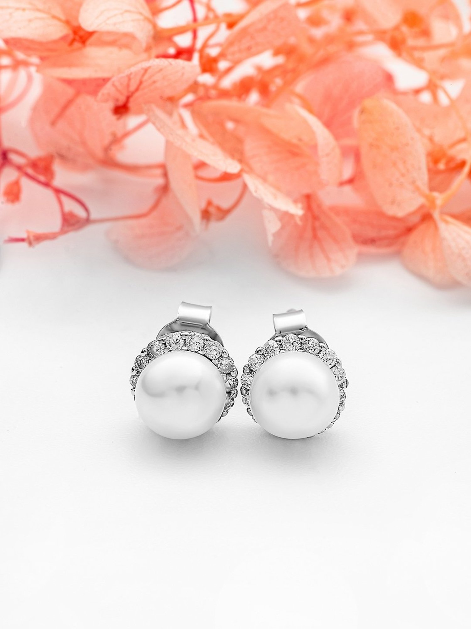Silberry 92.5 Sterling Silver Pearl Shine Stud Earrings for Women