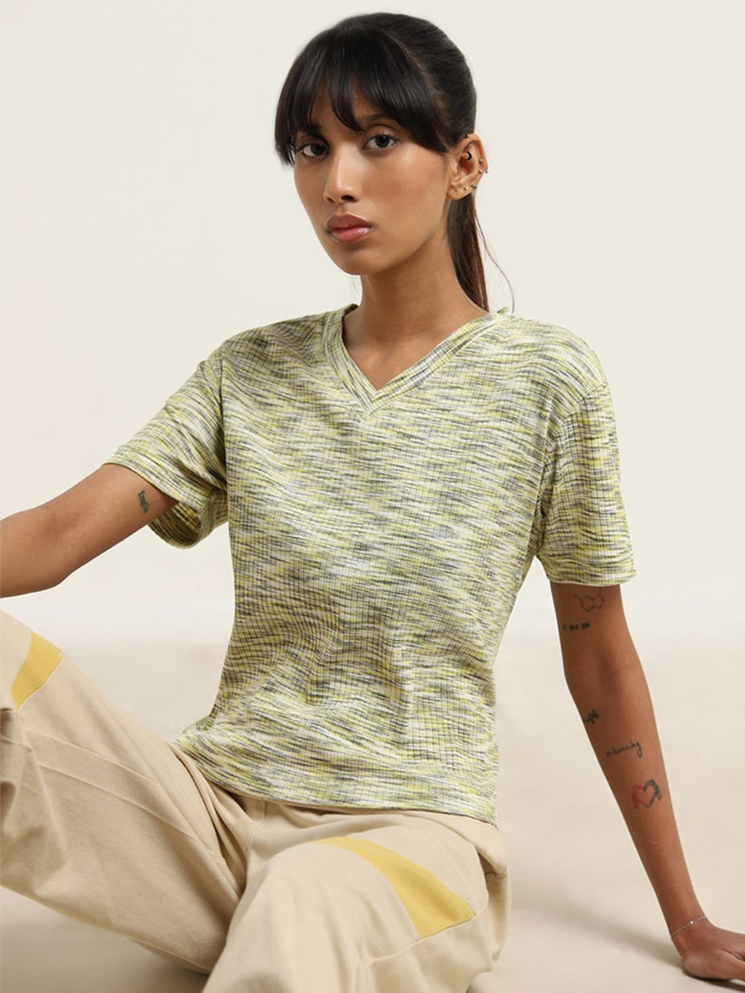 Studiofit by Westside Multicolor Abstract Printed T-Shirt