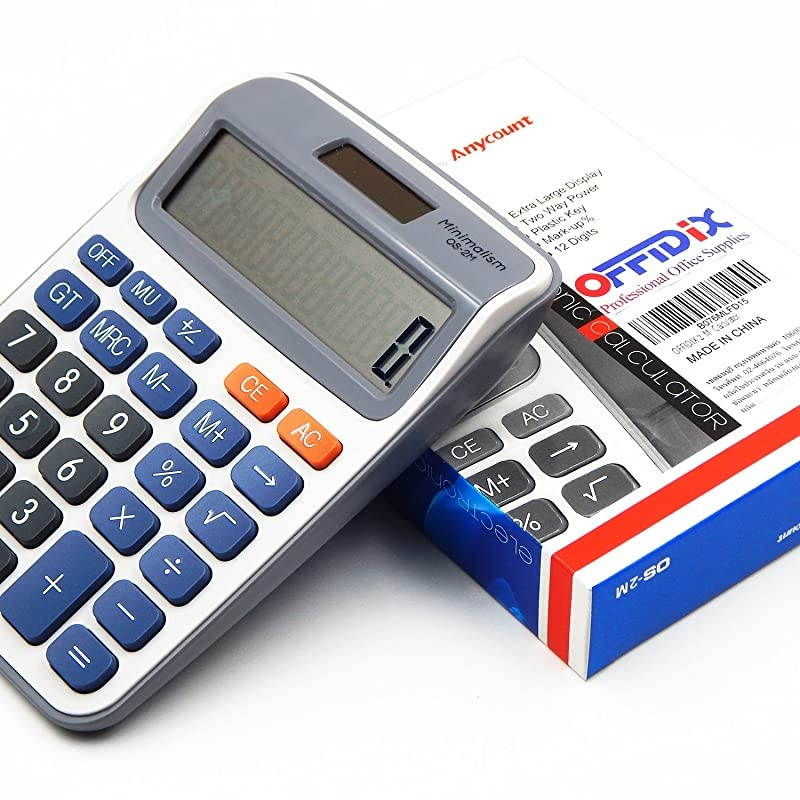 Office Calculators Desktop Calculator,Basic Calculators, Solar Battery Dual Power Electronic Calculator Portable 12 Digit Large LCD Display Calculator Large Calculator