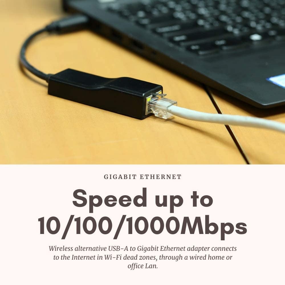 USB 3.0 to Gigibit Ethernet AdapterPortable USB 3.0 to 10/100/1000Mbps Gigabit Ethernet Donglefor Mac BookMacBook AirSamsungLenovo and More USB Devices Black