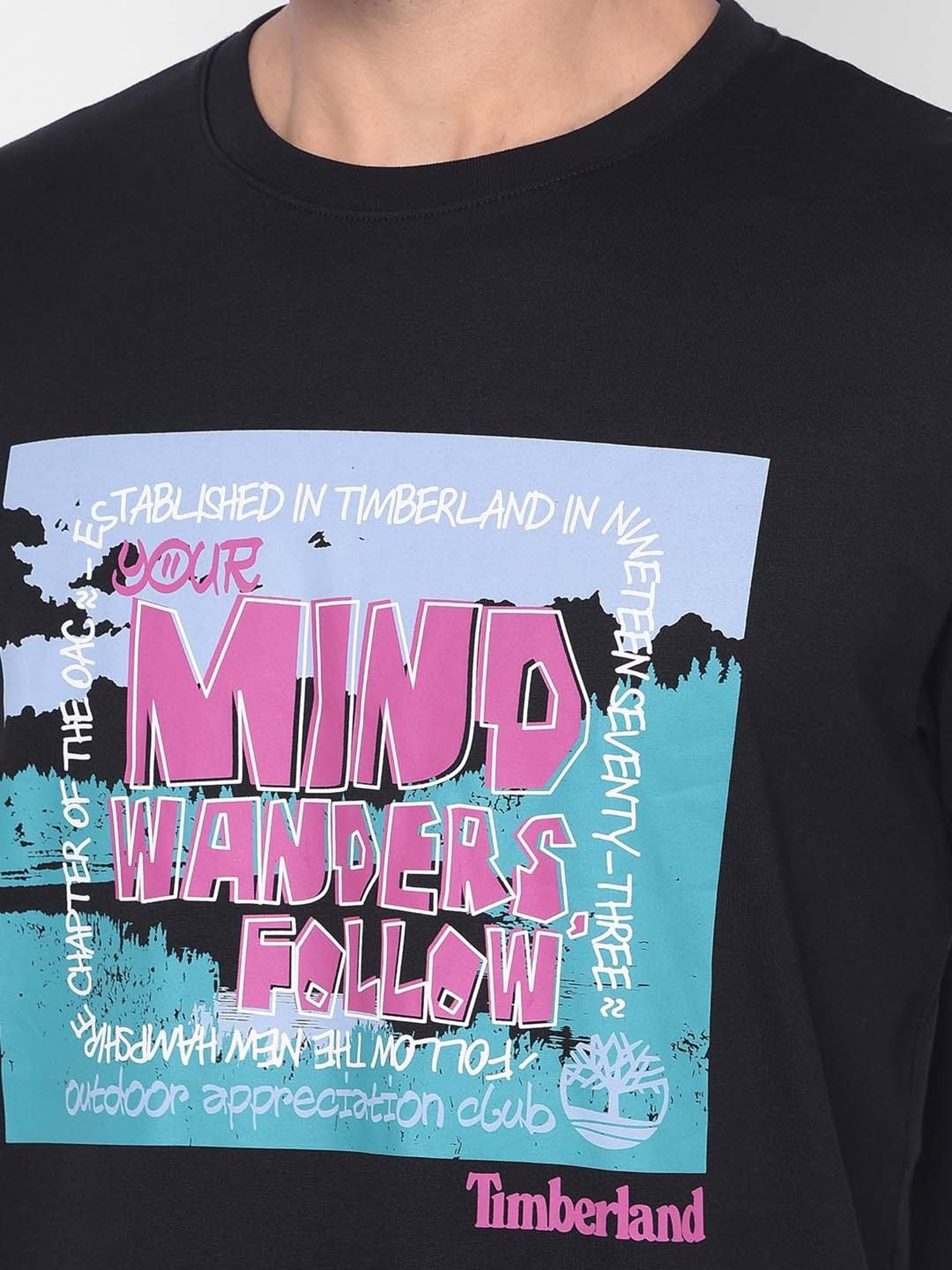 Timberland Black Regular Fit Graphic Print Crew T-Shirt