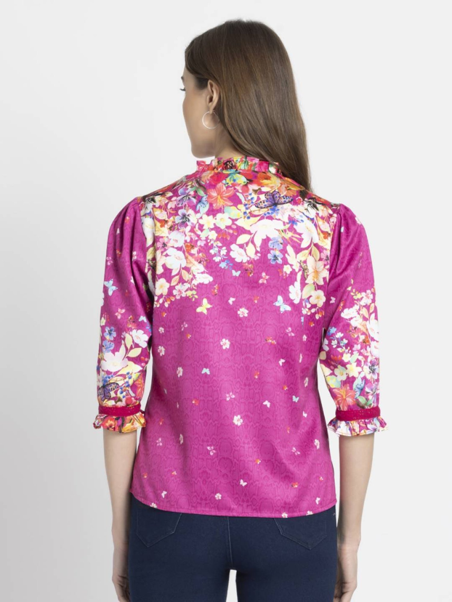 SHAYE Pink Floral Print Top