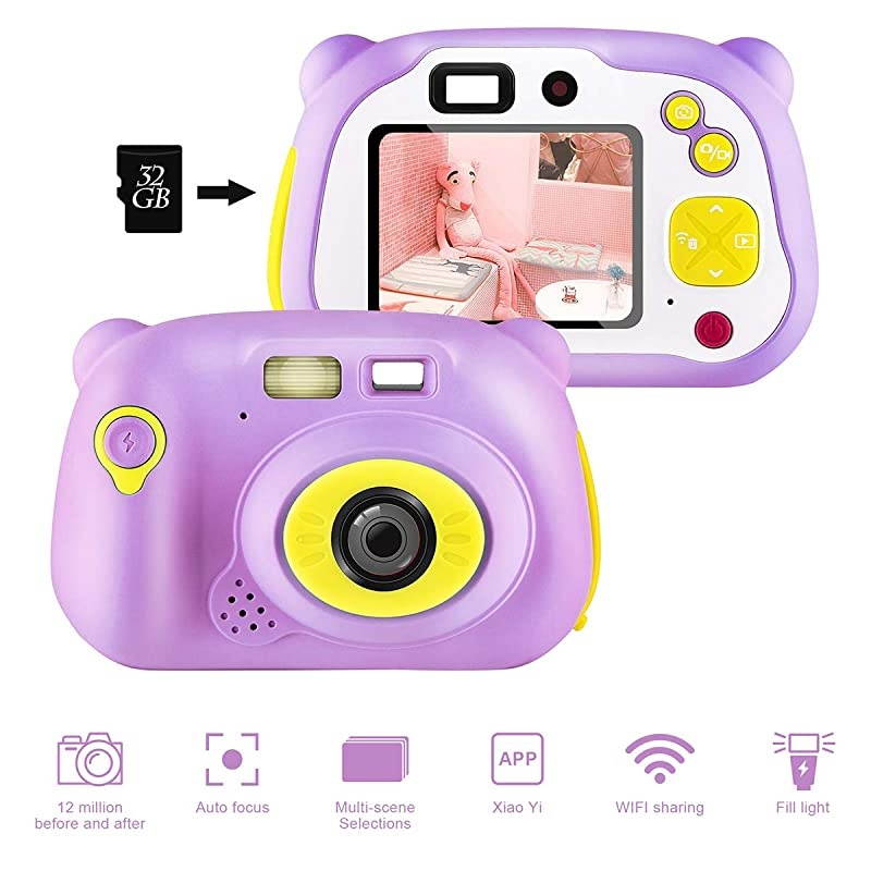 Memory Card Include] Kids Camera, Kids Digital Camera 12 Megapixel WiFi Kids Digital Camera for 2020 for Kids (Pink)