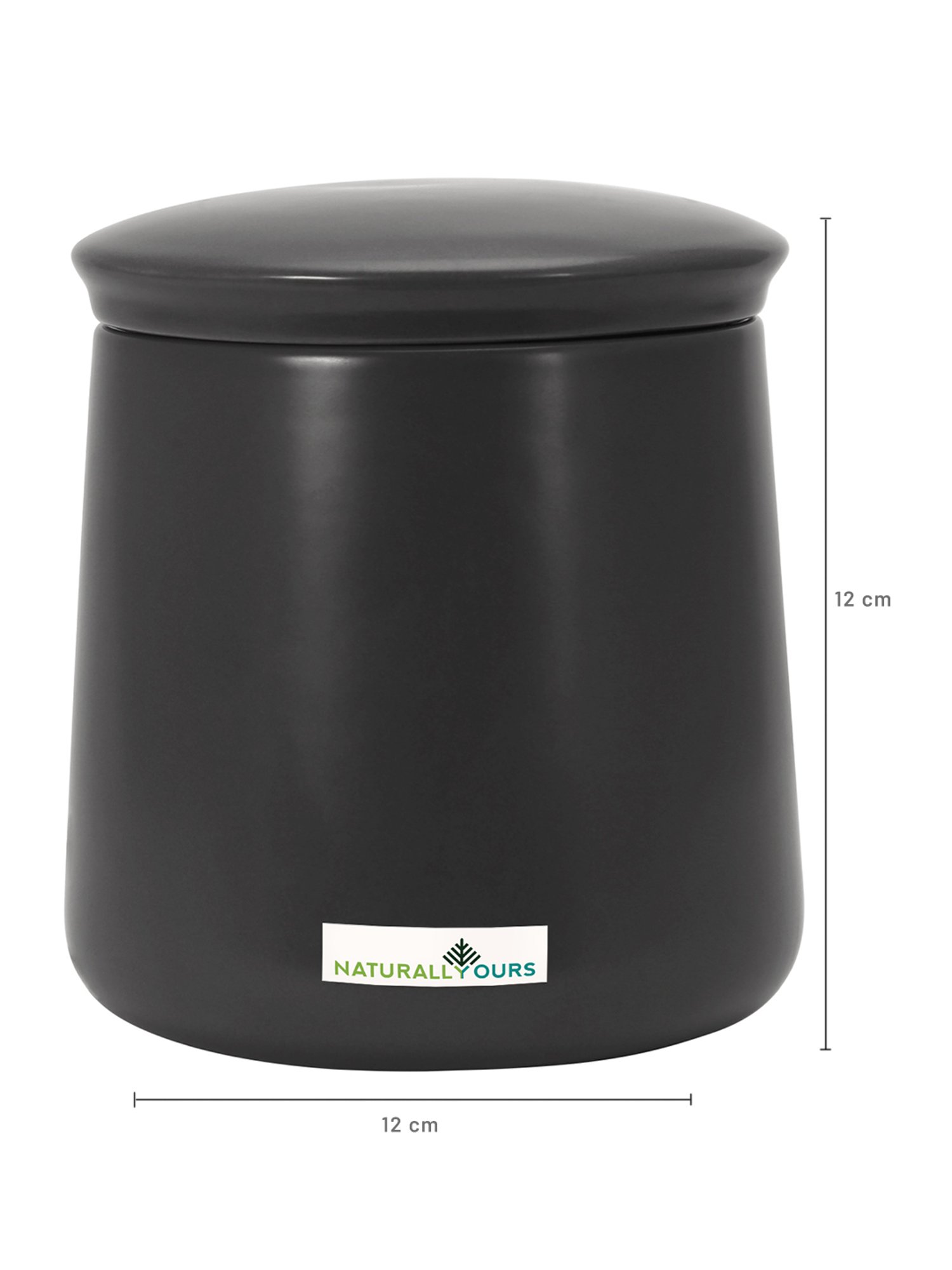 NATURALLYOURS Porcelain Black Matt Cool Storage Jars With Lid - 500 ml