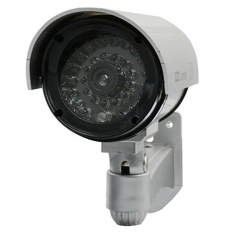 Waterproof Rotation Dummy Security CCTV Surveillance Camera Imitation Fake Cam Red IR Light Outdoor Silver the U.S.A