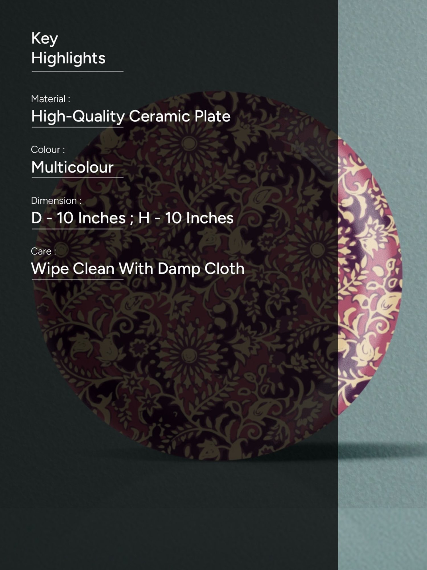 Nestroots Ethnic Floral Printed Multicolor Porcelain Wall Plate