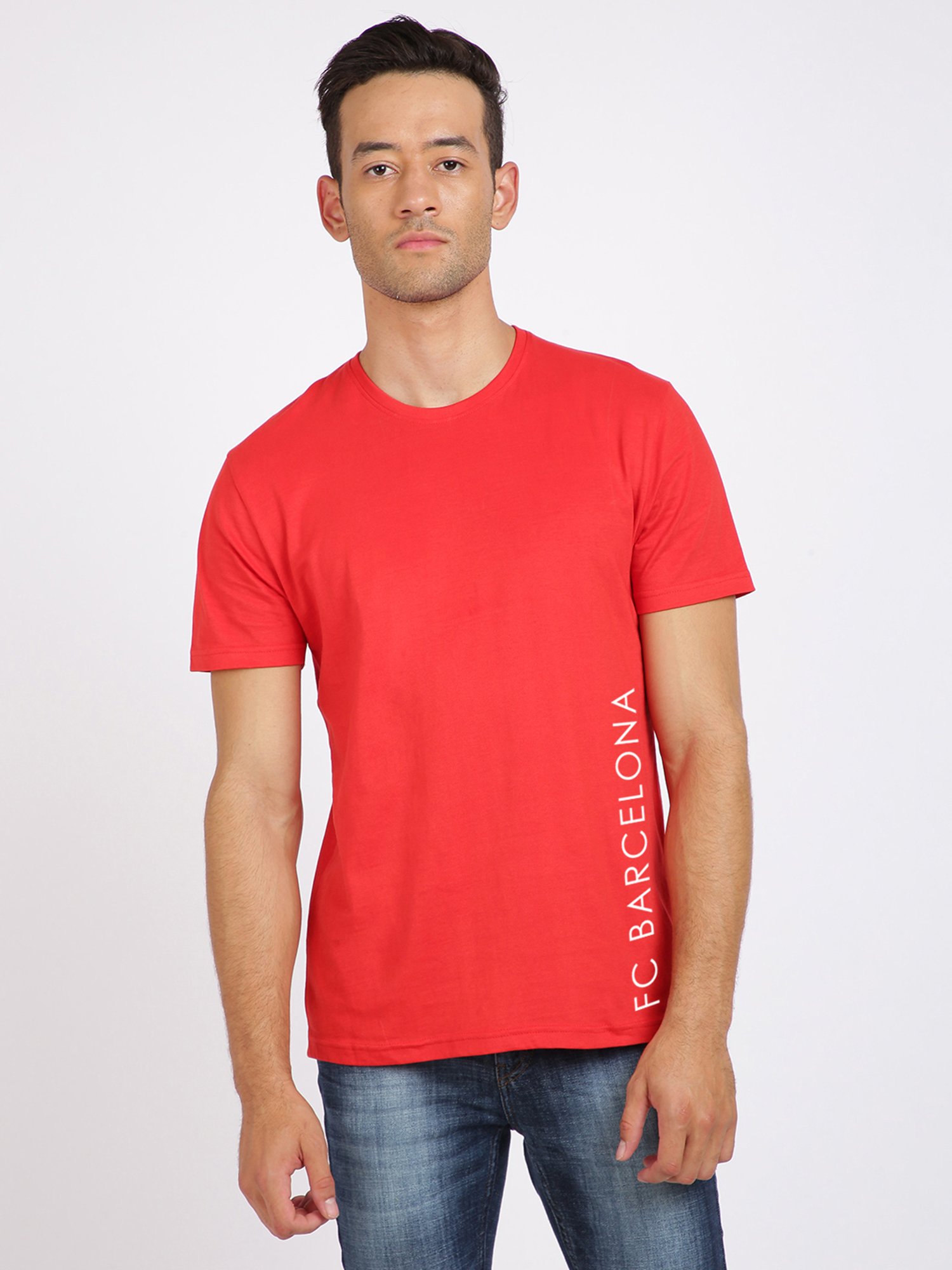BLACK RADIO Red Slim Fit Printed Crew T-Shirt