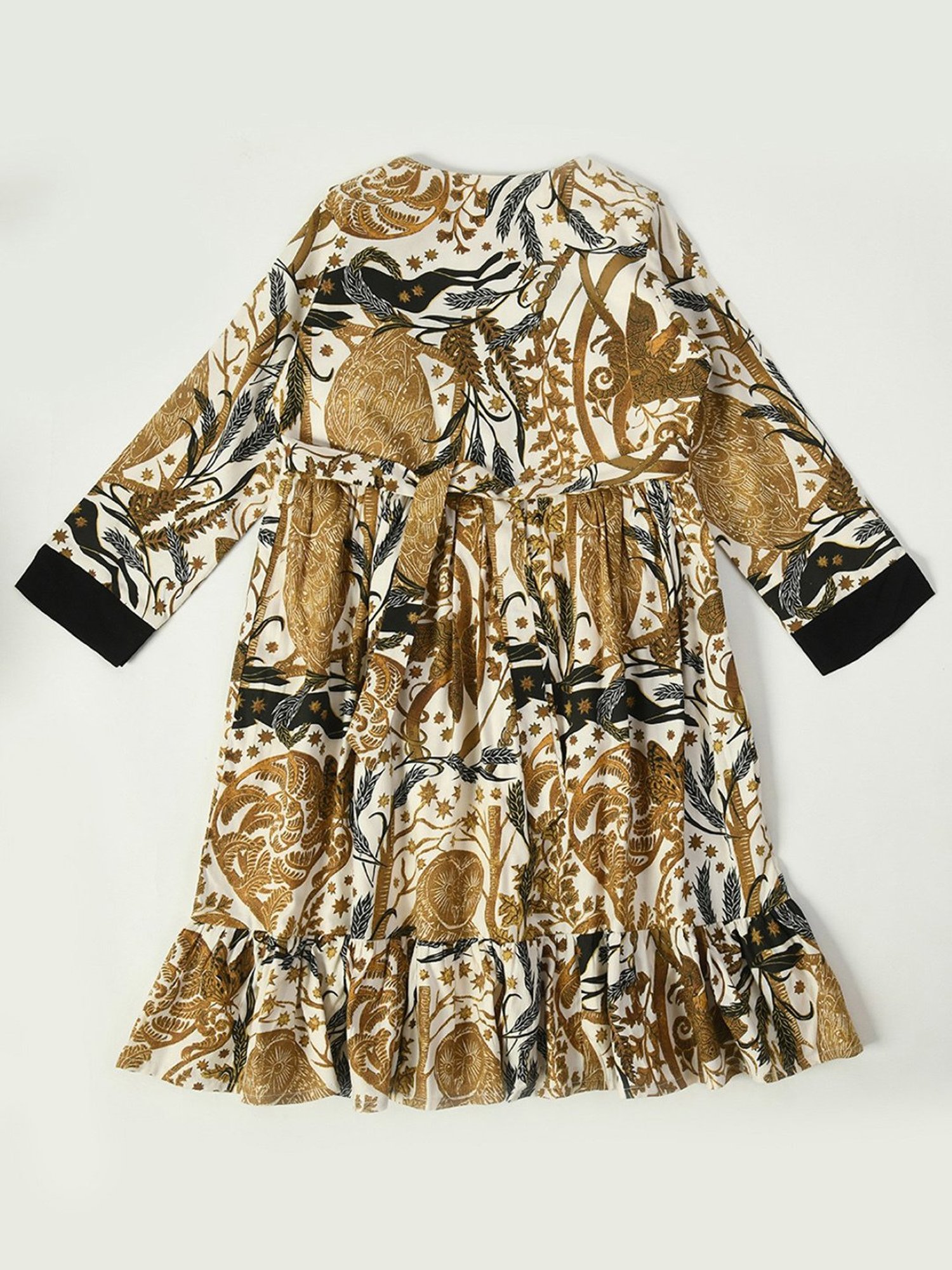 Bella Moda Kids Brown Printed Full Sleeves Fit & Flare Dress