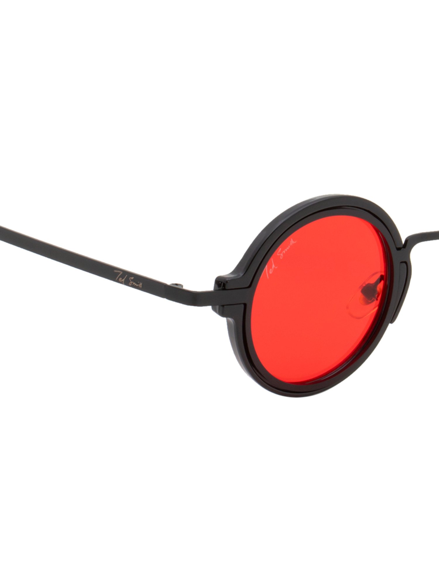 Ted Smith Red Round UV Protection Unisex Sunglasses