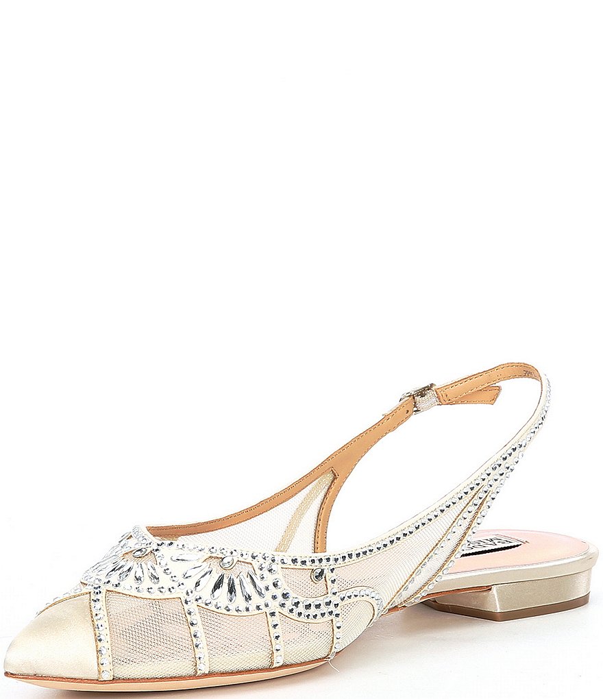 Badgley Mischka Hanna Satin Slingback Flats