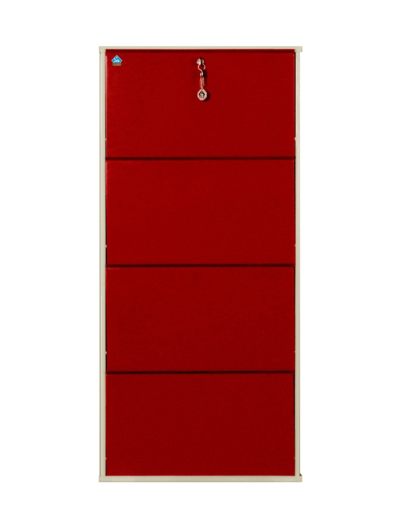 Delite Kom Metal Shoe Rack - 24" 8 Shelf, Double Decker, Ivory BrickRed, PowderCoat, Wall Mount, DIY