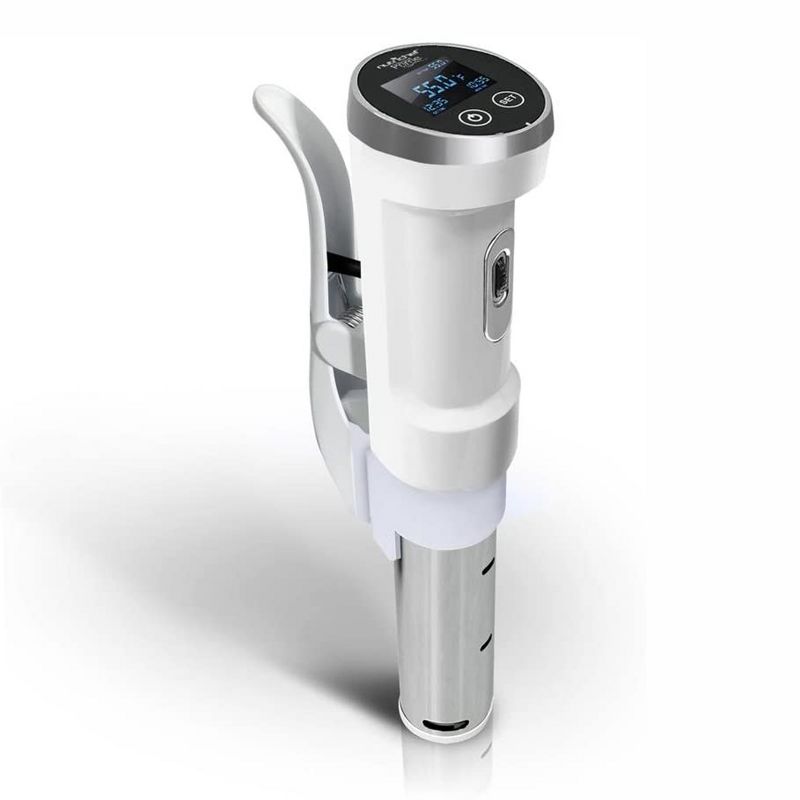 NutriChef PKPC120WT Ultra Quiet 1200W Stainless Steel Sous Vide Thermal Immersion Cooker for Meats, Fish, Vegetables, and More, White