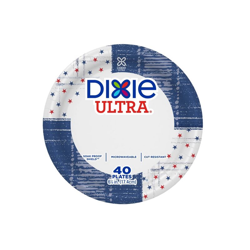 Dixie Ultra 7" Star Fields & Blue Paper Plates - 40ct