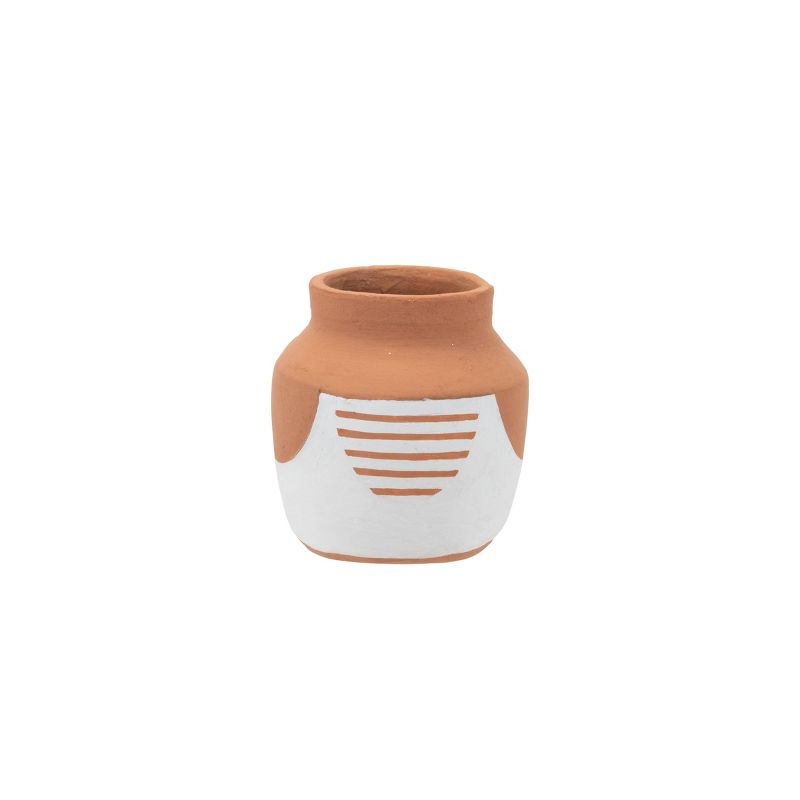 White Painted Natural Terracotta Decorative Bud Vase - Foreside Home & Garden