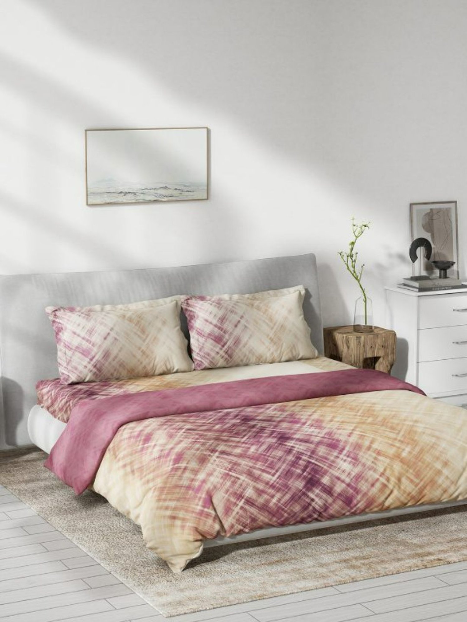 DDecor Empyrean Abstract Maroon 145 TC Cotton Bed Linen Set