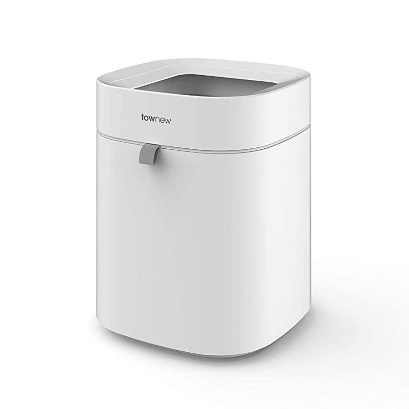 Townew T Air Lite Functional Lid Pull Automatic Self Sealing Waterproof Open Top Electric Trash Can with 25 Durable Trash Bags in 1 Refill Ring