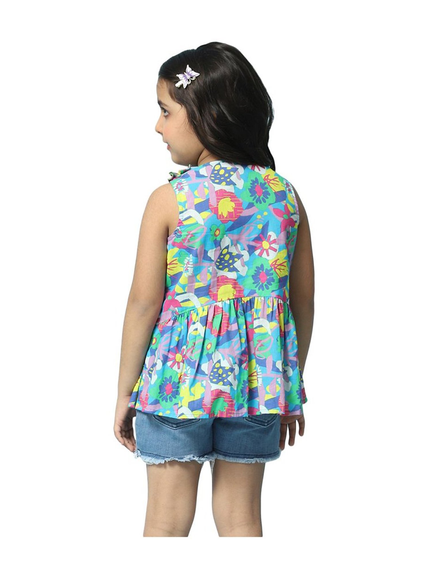 BIBA Girls Multicolor Cotton Printed Top