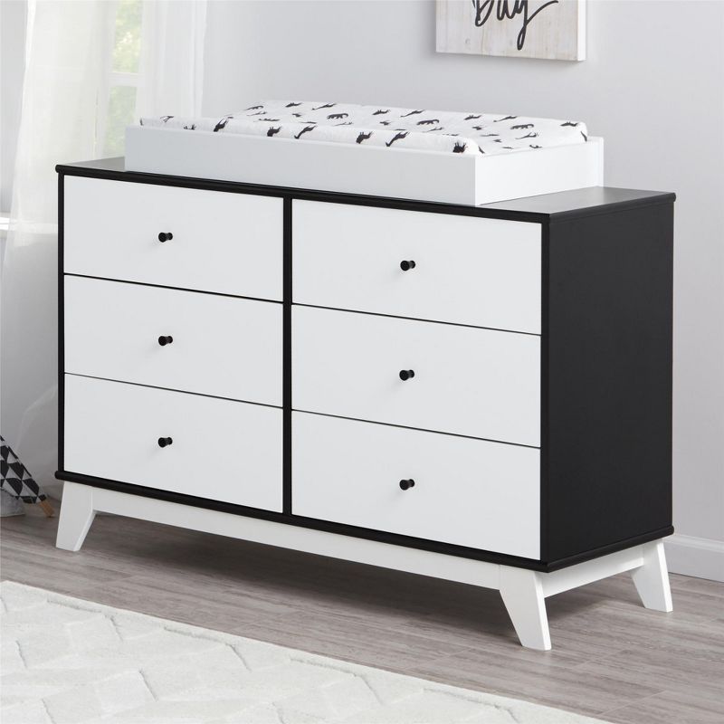 Rowan Valley Flint 6 Drawer Changing Table, Black/White