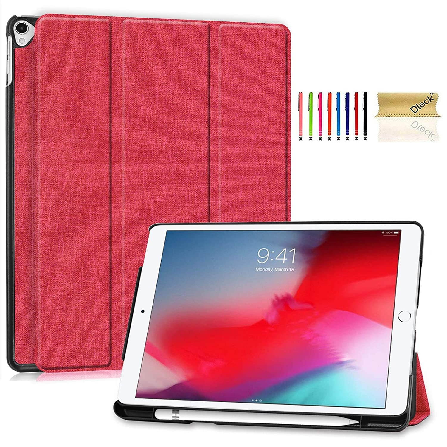 Dteck New iPad 10.2 Case 2019, iPad 7th Generation Case with Pencil Holder - [Strong Protection] Ultra Slim Shockproof Hard Back Trifold Stand Smart Cover, Auto Sleep/Wake, Rose