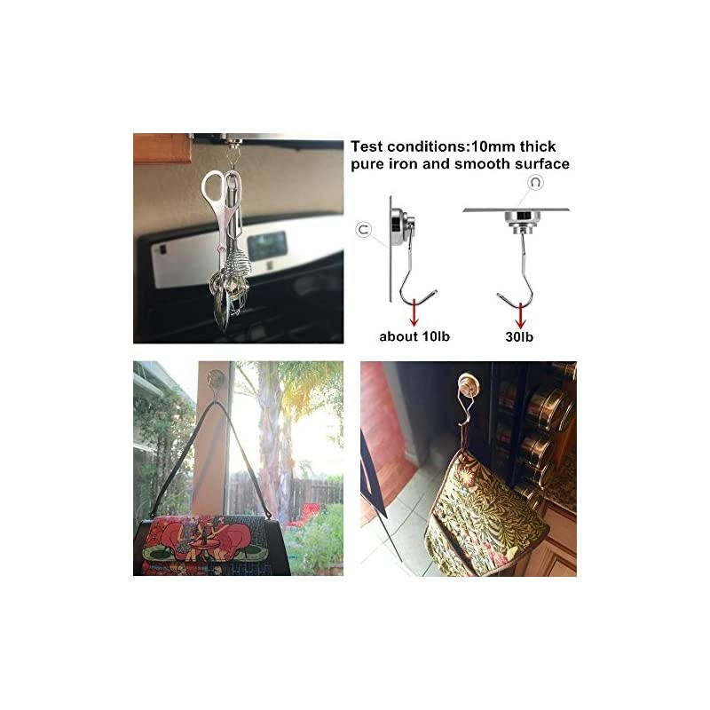 Swivel Swing Magnetic Hooks, 30lb Strong Heavy Duty Neodymium Magnet Hooks - Use for Home Kitchen Office Garage Outdoor Hanging(4 Pack)