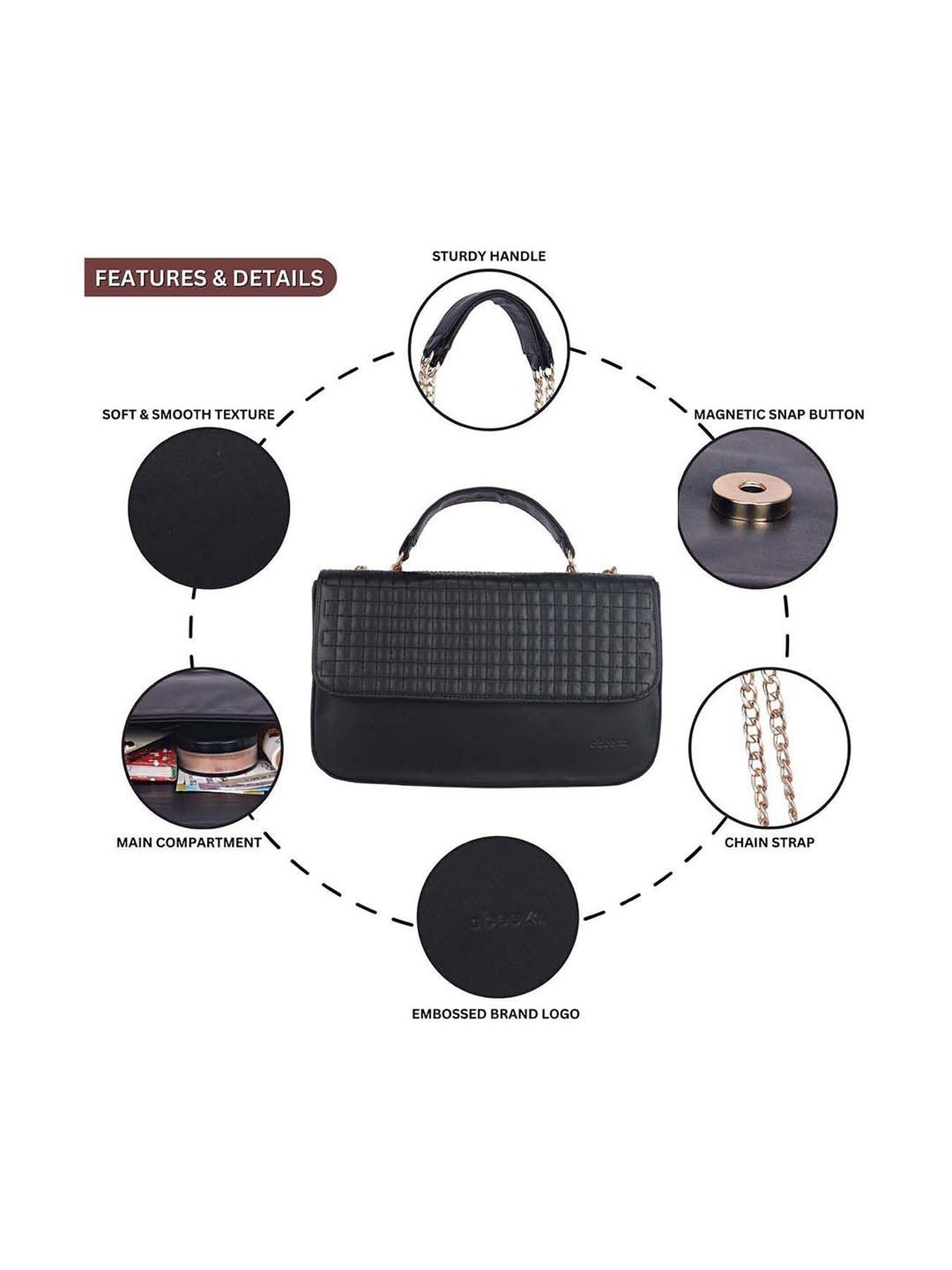 Abeeza Black Quilted Small Sling Handbag