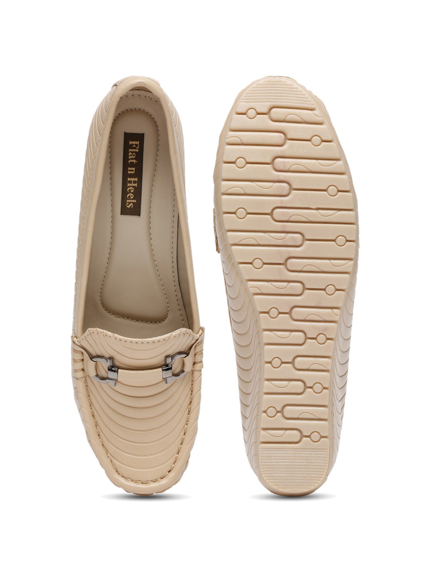 Flat N Heels Women's Beige Wedge Loafers