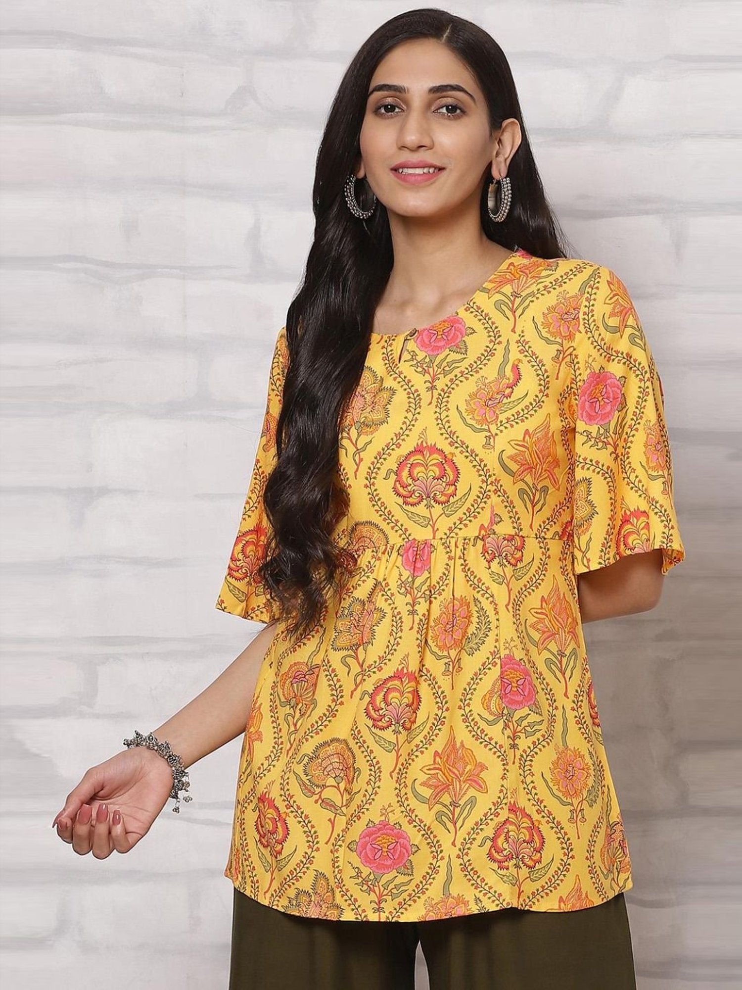 Rangriti Yellow Printed Top