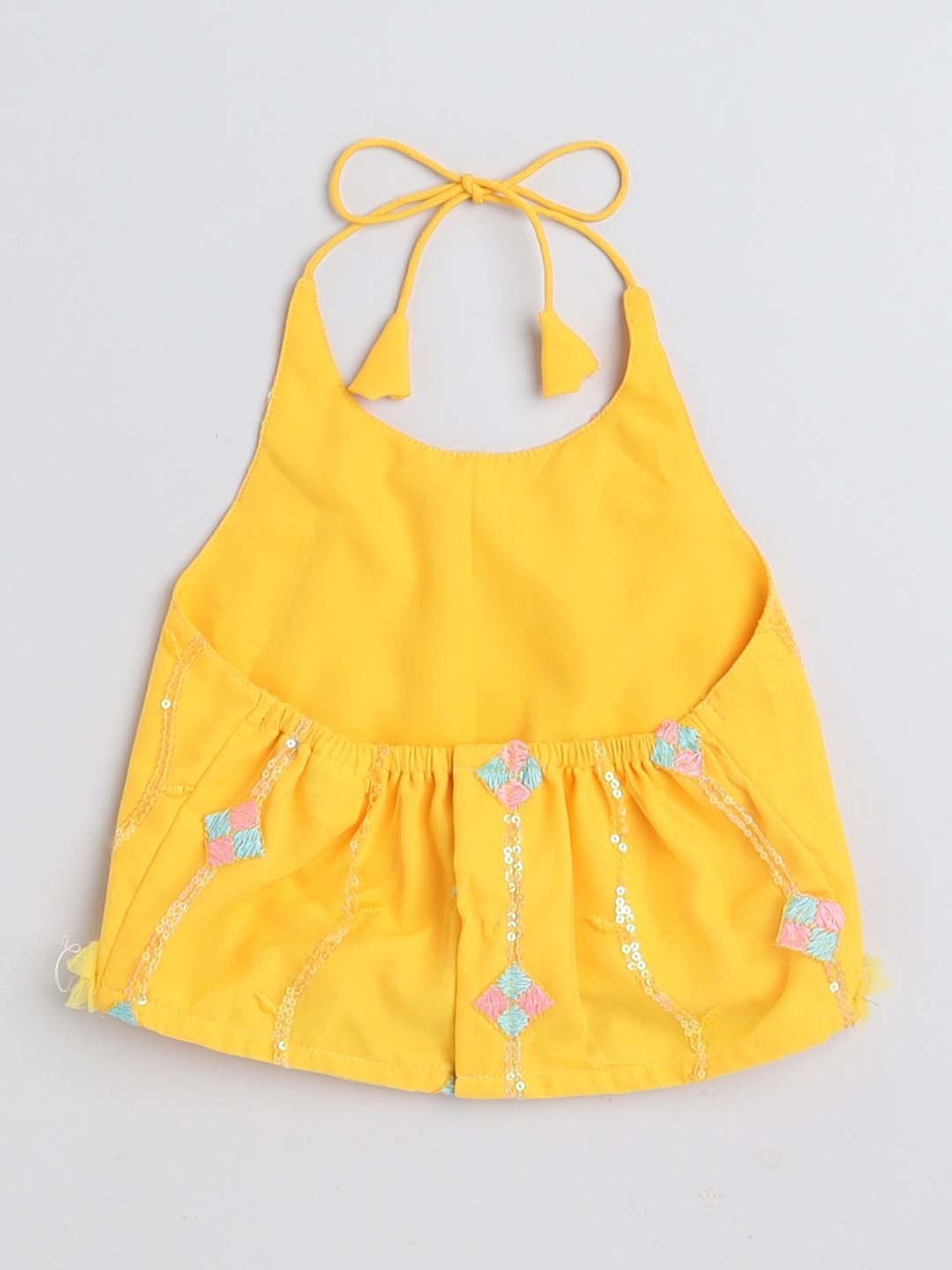 The Magic Wand Kids Yellow Embellished Lehenga Cholis