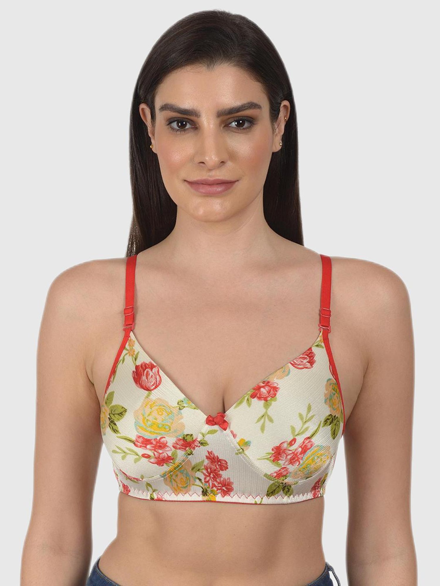 mod & shy Green Floral Lightly Padded Bra