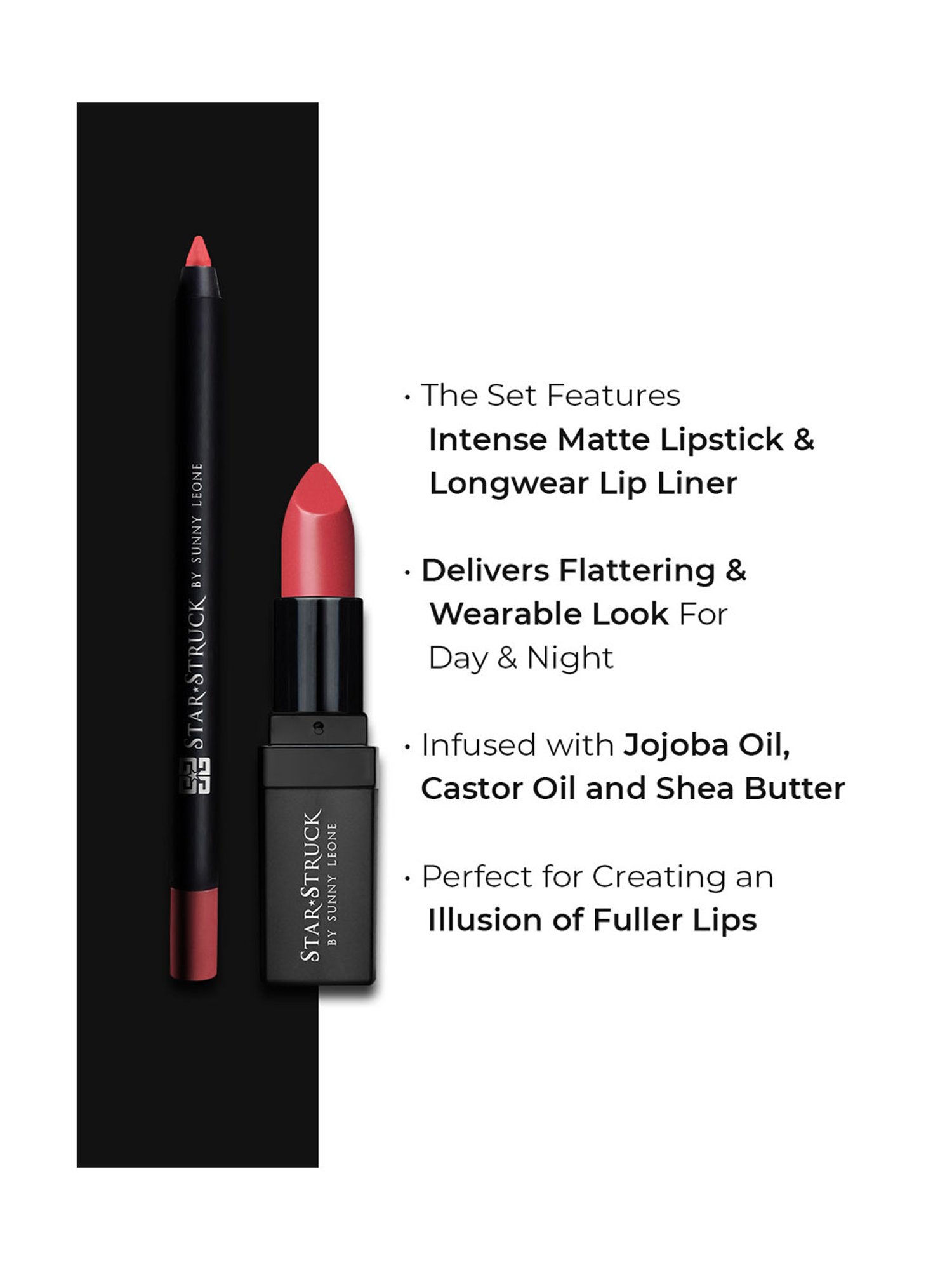 StarStruck By Sunny Leone Intense Matte Lip Color & Lip Liner Coralicious