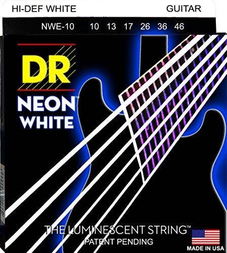 DR Strings - NEON - HI-DEF-WHITE- Electric Guitar Strings - MED - NWE-10 - 10-46