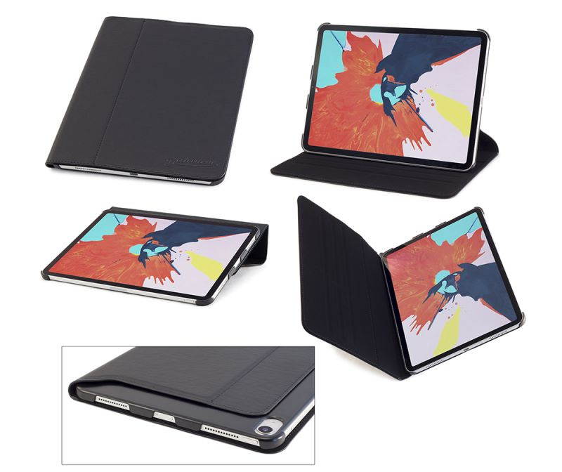Devicewear Ridge Smart Case for iPad Pro 11&rdquo; [Supports Apple Pencil Charging] Slim Fit Leather Stand Case with Keyboard typing position cover. Compatible with Apple iPad Pro 11 inch 2018, Black