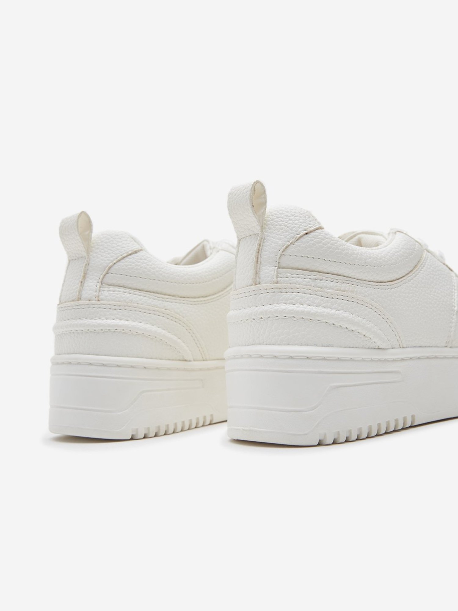 LUNA BLU by Westside White Textured Chunky Lace-Up Sneakers