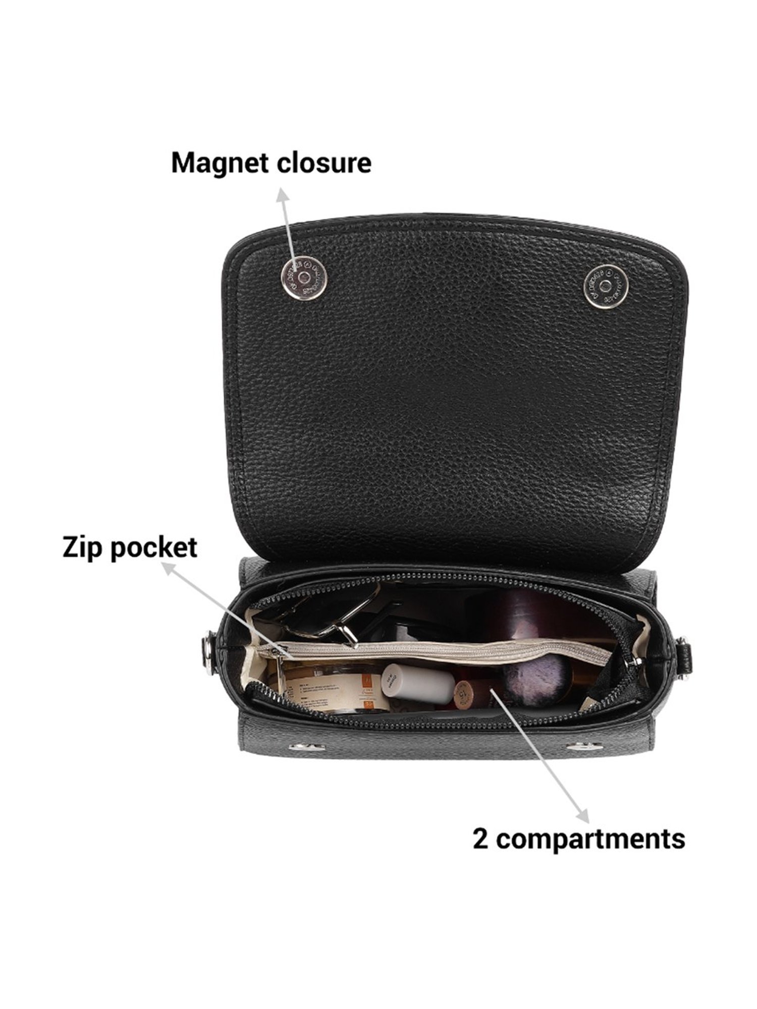 Mochi Black Textured Medium Satchel