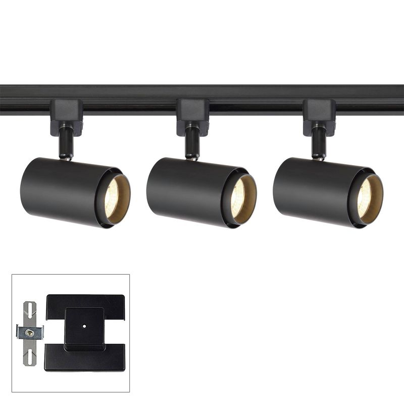 Pro Track 3-Light Black Cylinder 10W LED Floating Canopy Track Kit