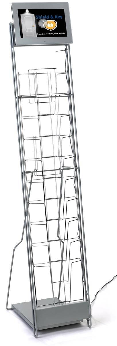 Displays2go, Portable Literature Floor Stand, 10.1" LCD Screen &ndash; Silver (DGNCYBRSLV)