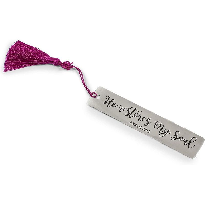 Faithful Finds 2-Pack Silver Stainless Steel Metal Religious Scripture Bible Bookmark with Tassel, 4.85 x 1 in