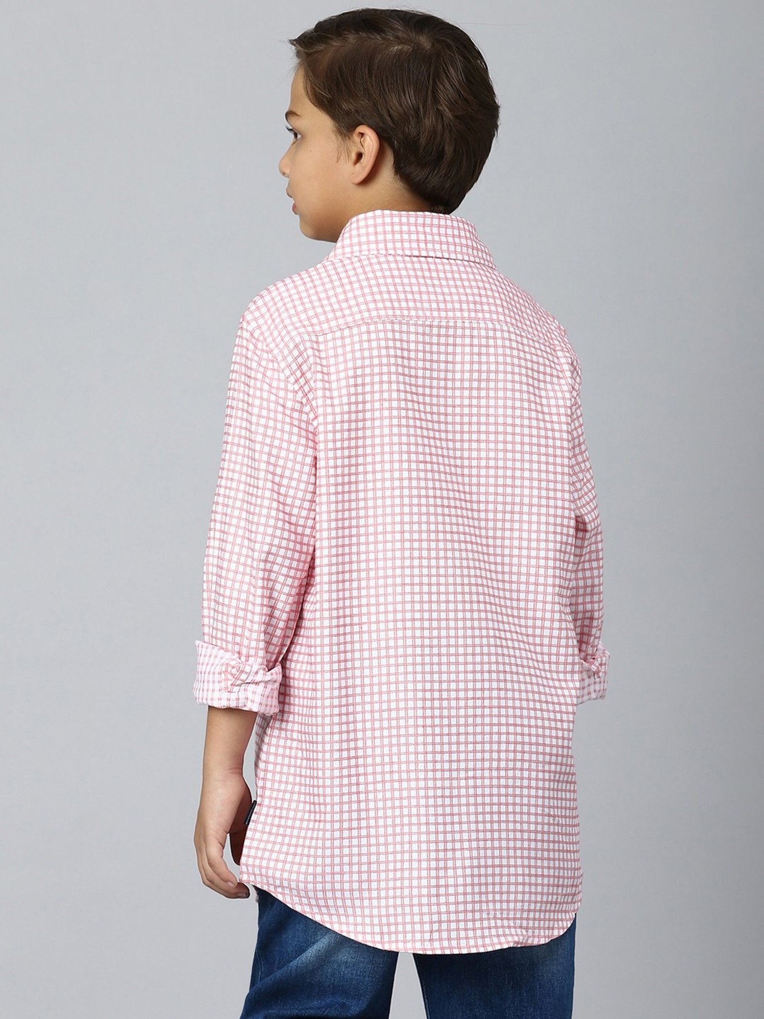 Beverly Hills Polo Club Kids Pink Checks Full Sleeves Shirt