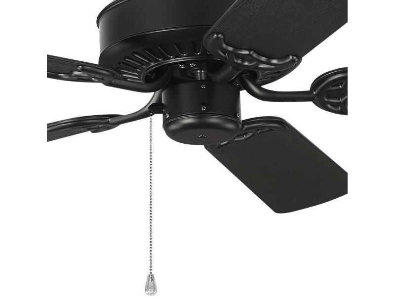 44" Monte Carlo Haven Outdoor Matte Black Pull Chain Ceiling Fan