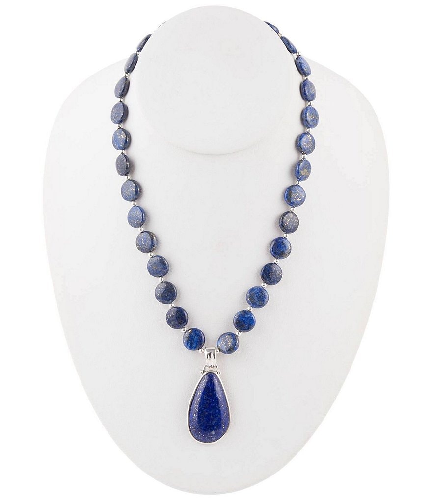 Barse Sterling Silver and Lapis Pendant Necklace