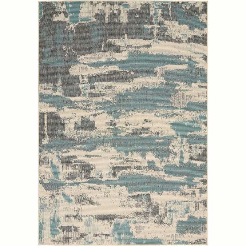 7'10"x10'6" Rectangle Indoor and Outdoor Woven Multi Burst Area Rug Blue - Barclay Butera