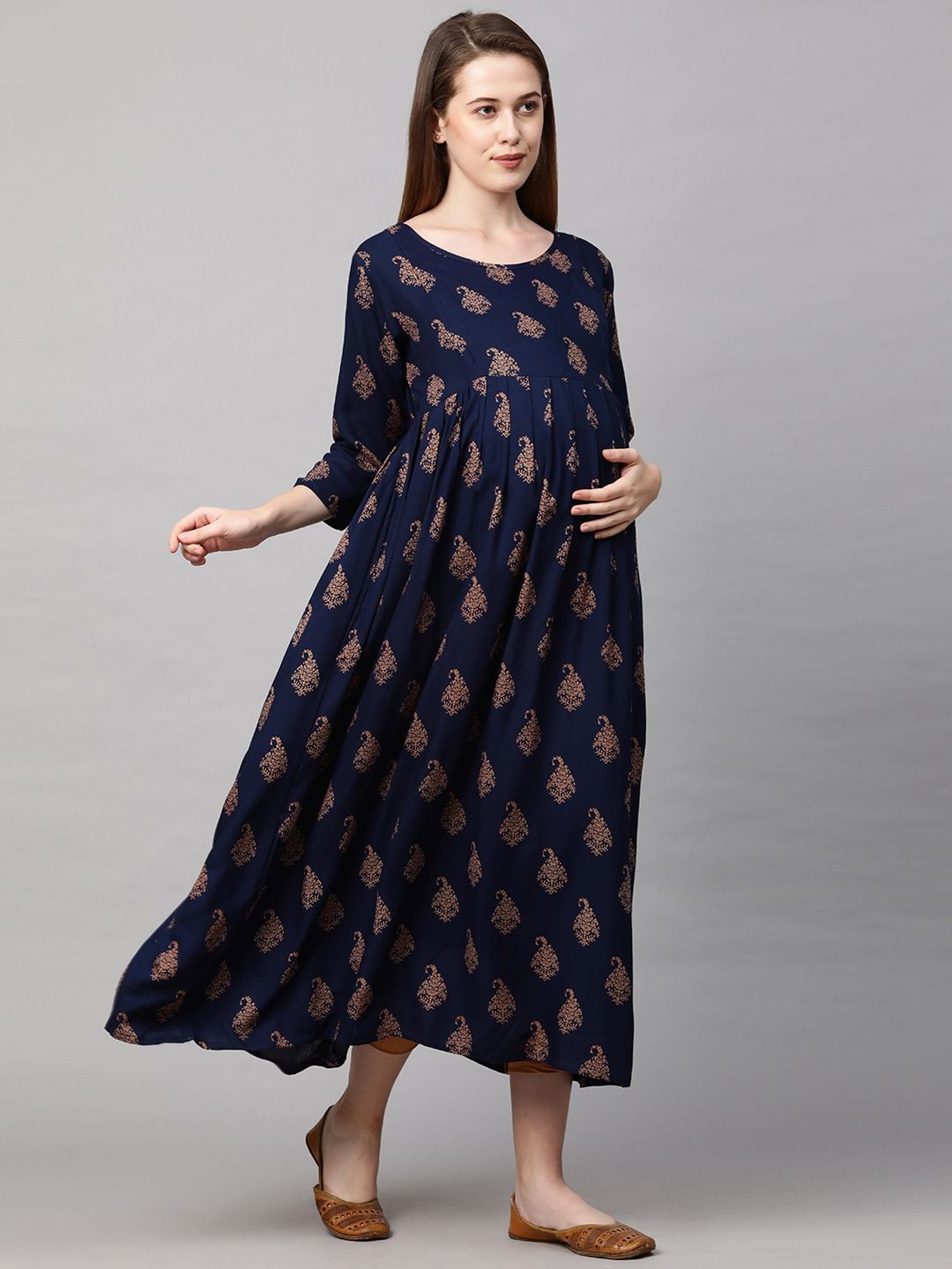 MomToBe Navy Printed Maternity Dress
